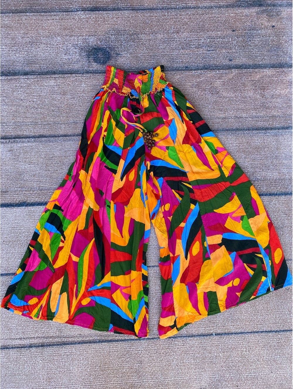 True Destinations Maximalist Palazzo Pants Flowy Wide Leg Vacation Cabo Chic M
